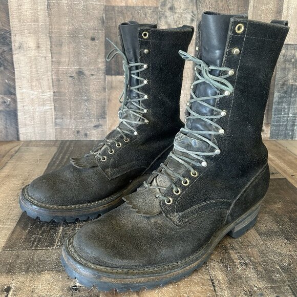 Whites Smokejumper Roughout Logger Packer Plain Toe Work Boots Mens 13 E - Picture 2 of 12